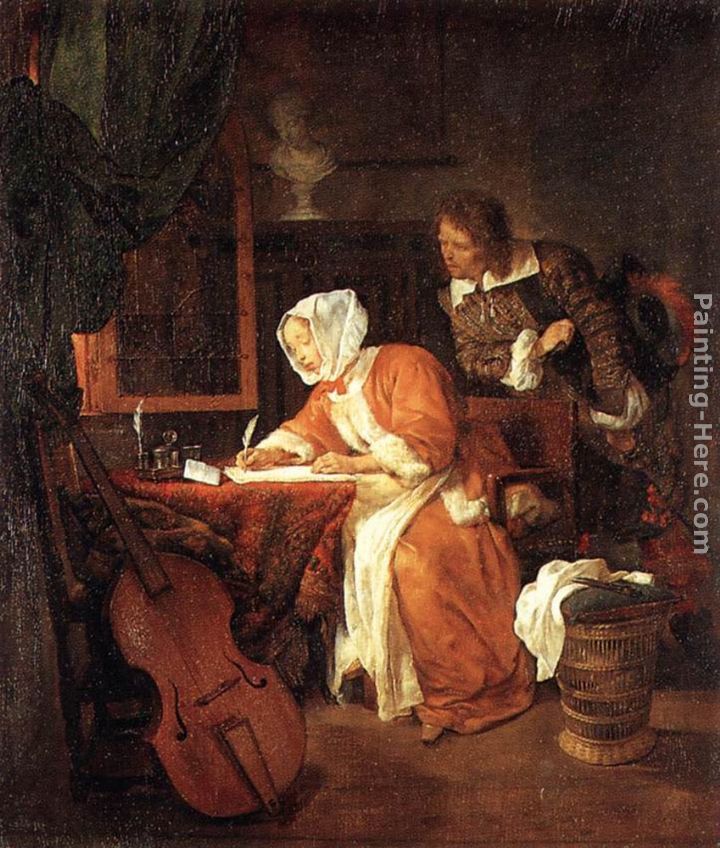 The Letter-Writer Surprised painting - Gabriel Metsu The Letter-Writer Surprised art painting